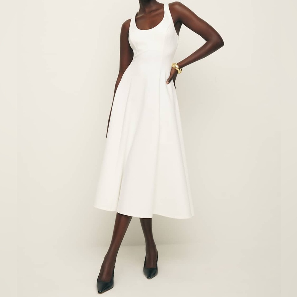 Reformation Mikol Princess Seam Scoop-Neck Pleated A-Line Midi Dress Size S - Picture 16 of 16
